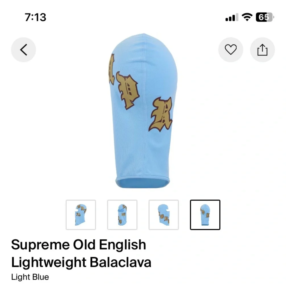 Supreme Old English Lightweight Balaclava “Light Blue”